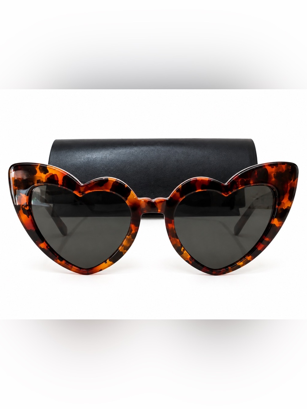 Saint Laurent Tortoiseshell Loulou Heart Sunglasses in Brown and Black